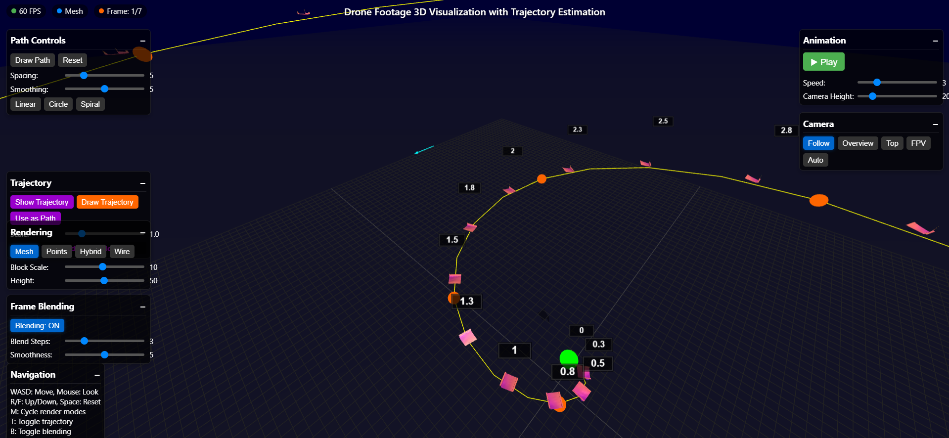 camera controls with follow-path